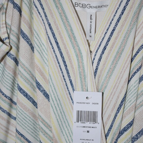 NWT BCBGeneration Striped Cream Dress w/ Pockets Size Medium - Picture 3 of 5